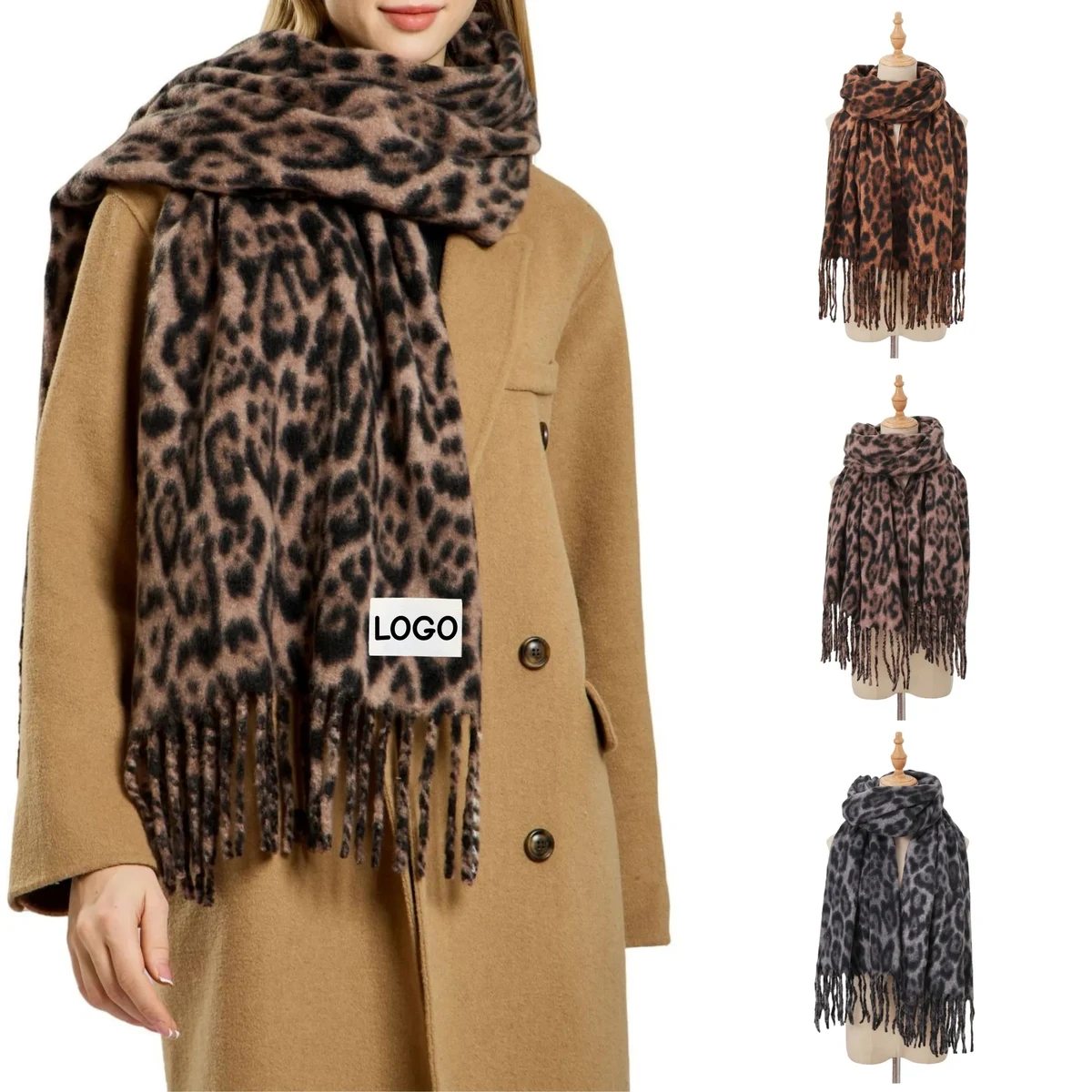Winter Leopard Print Womens Scarf 1