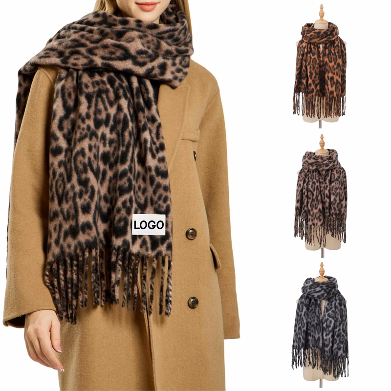 Winter Leopard Print Womens Scarf