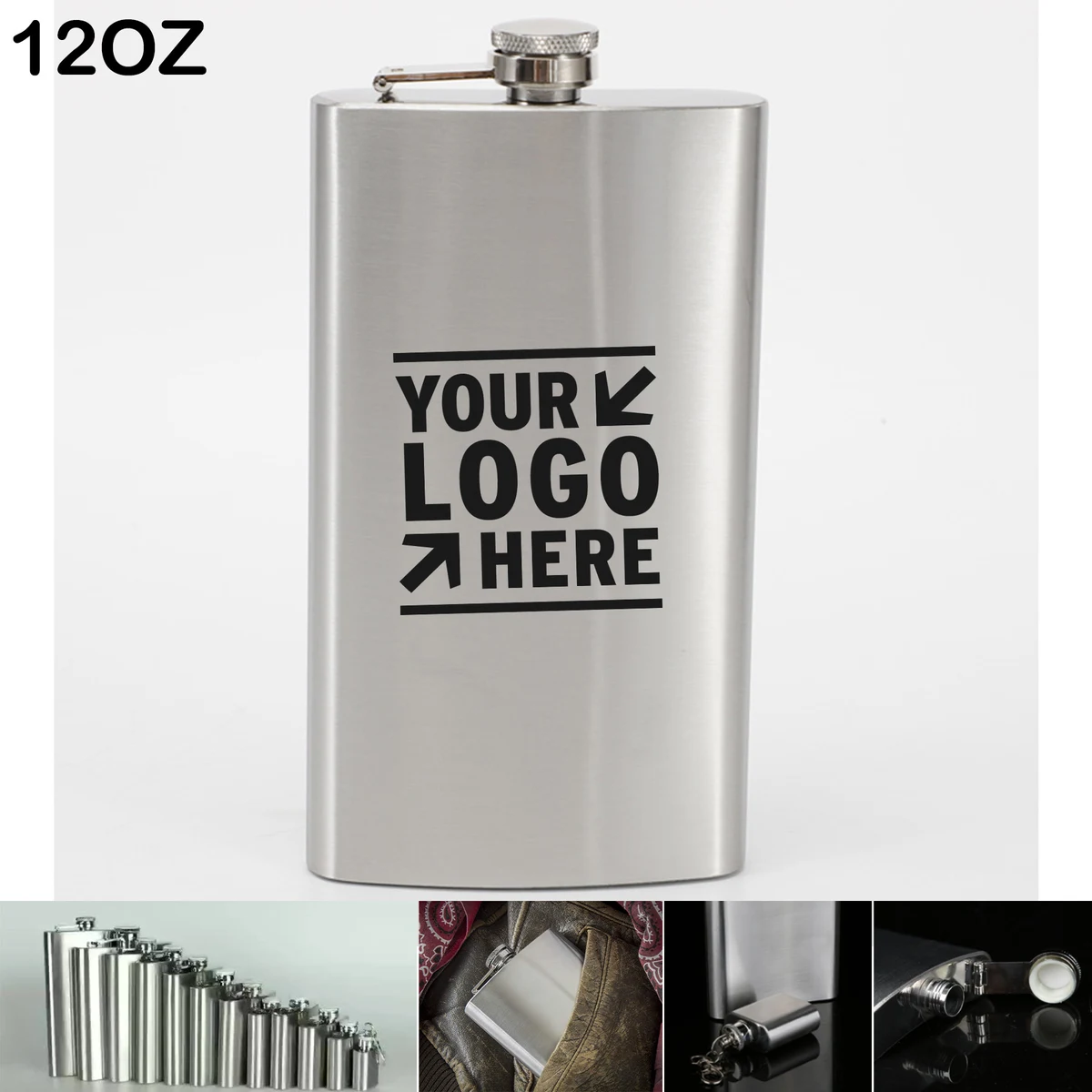 12oz 340ml Stainless Steel Hip Flask 1
