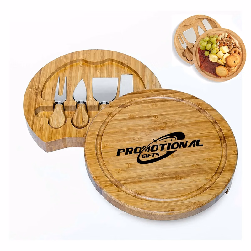 Custom Bamboo Cheese Board Knife Set House Warming Gifts