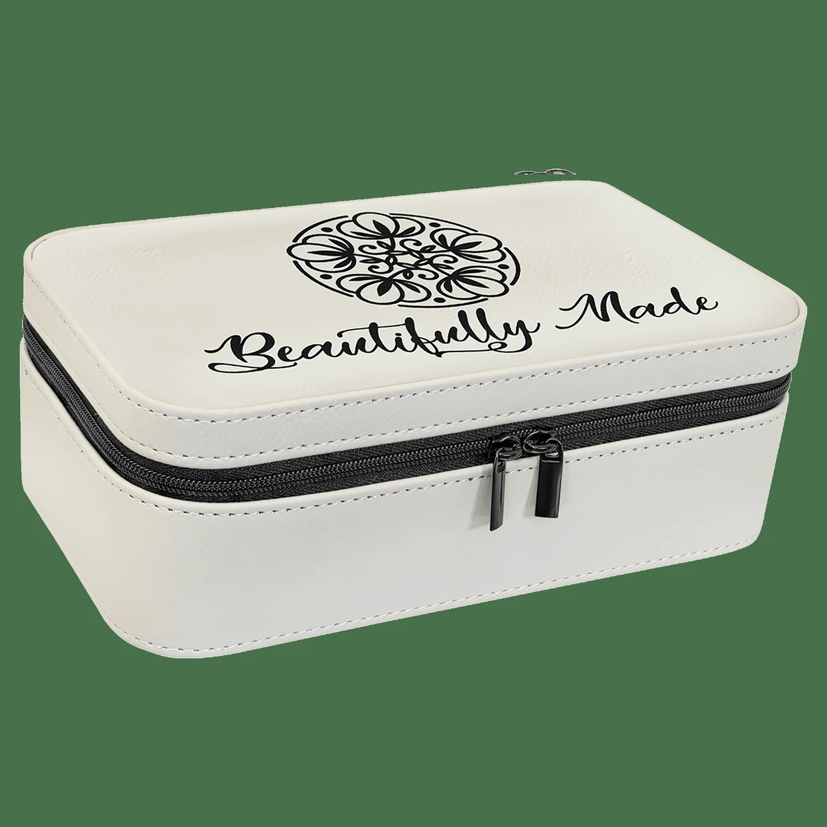 7 1/2" X 4 1/2" White Leatherette Jewelry Box 1