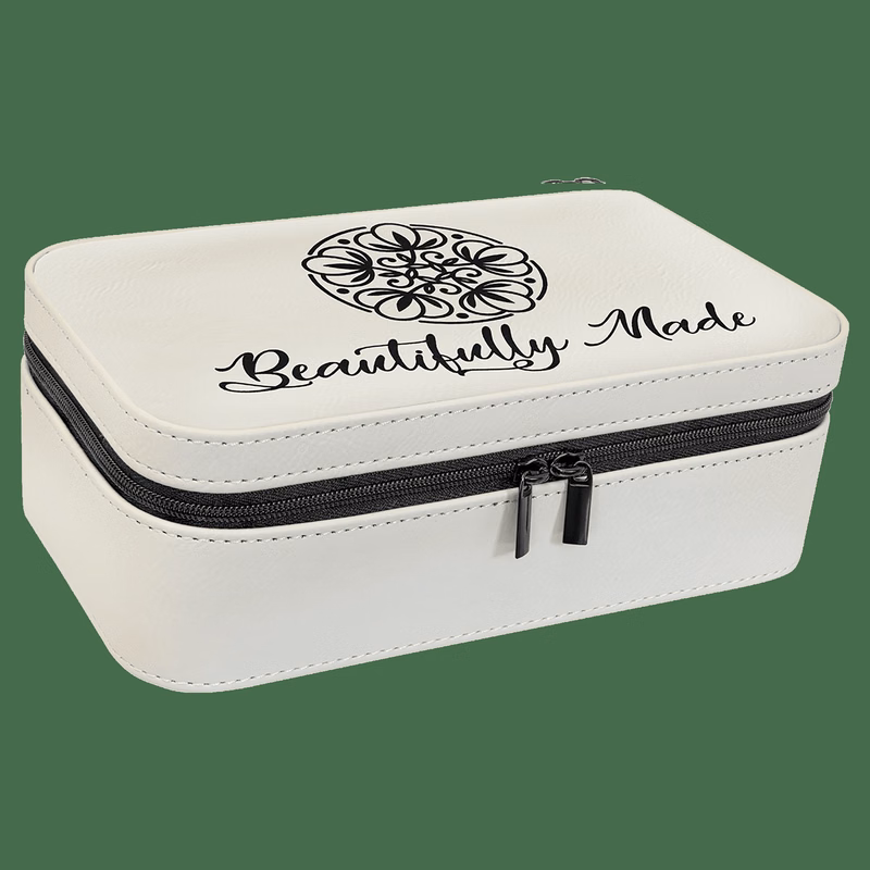 7 1/2" X 4 1/2" White Leatherette Jewelry Box