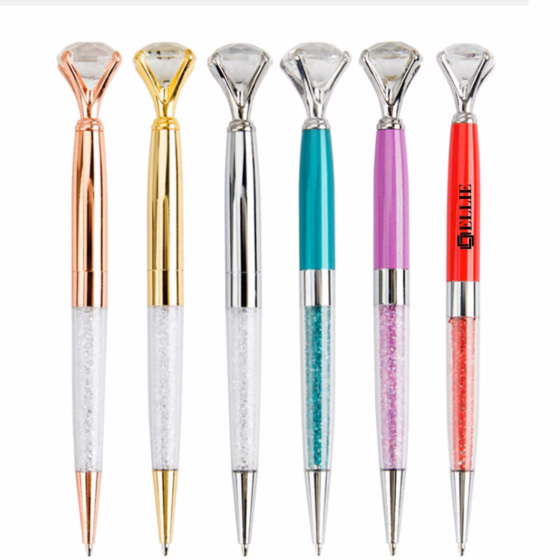 Crystal Diamond Metal Ballpoint Pen With Black Ink