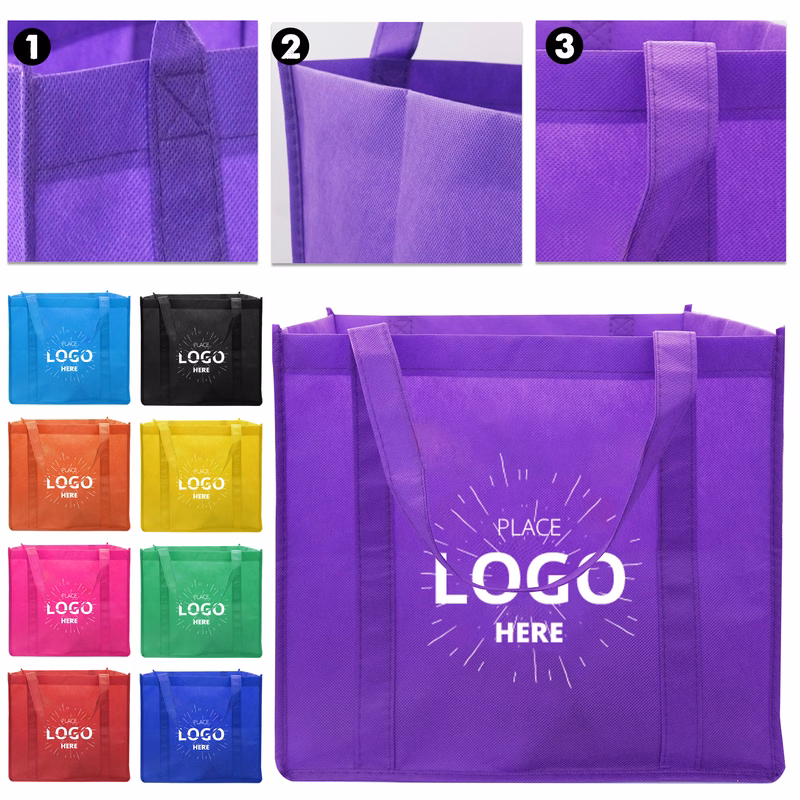 Custom Reusable Big Reinforced Handle Grocery Bags