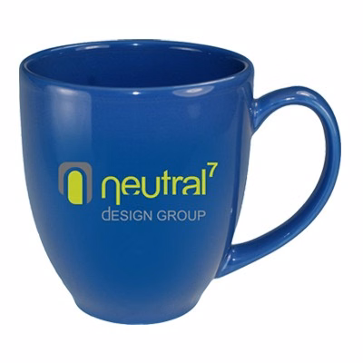 15 oz glossy vitrified bistro coffee mugs - ocean blue