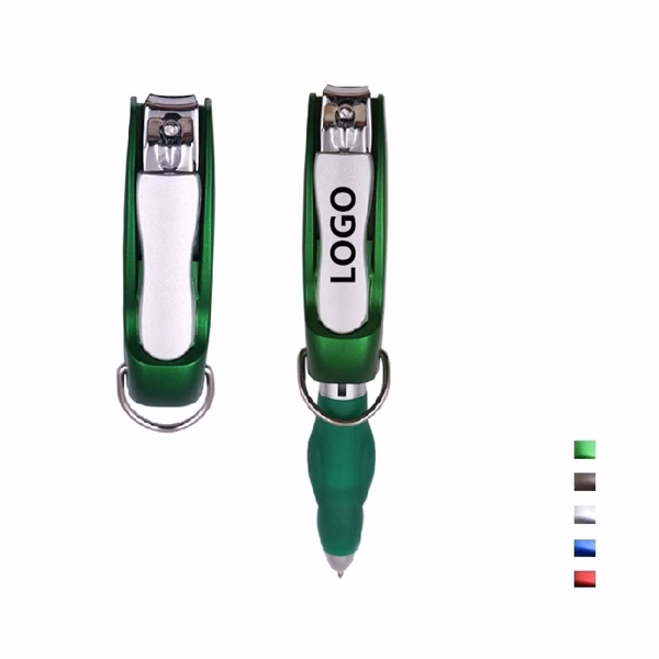 Custom Foldable Nail Clipper Ballpoint Pen W/ Keyring — Wellness Team Giveaway