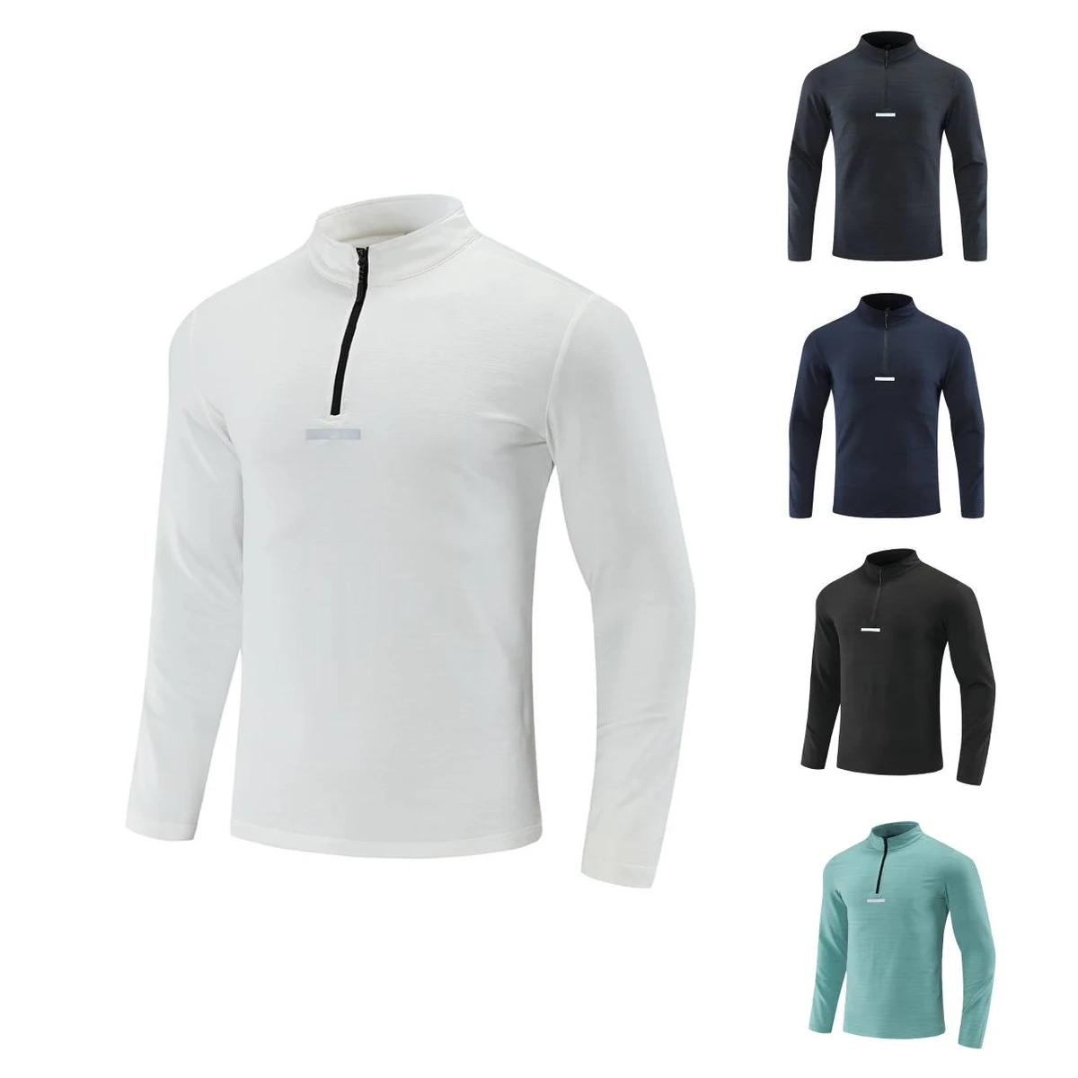 Men's Quick-Dry Stretch Quarter-Zip Pullover W/ Reflective Trim 1