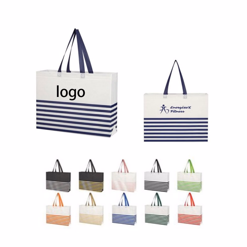 Non-woven Horizontal Stripe Tote Bag