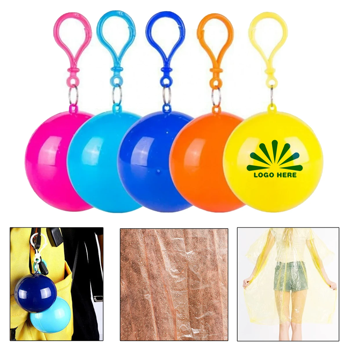 Portable Disposable Emergency Raincoats Ball MOQ50, custom jacket with logo imprint 1