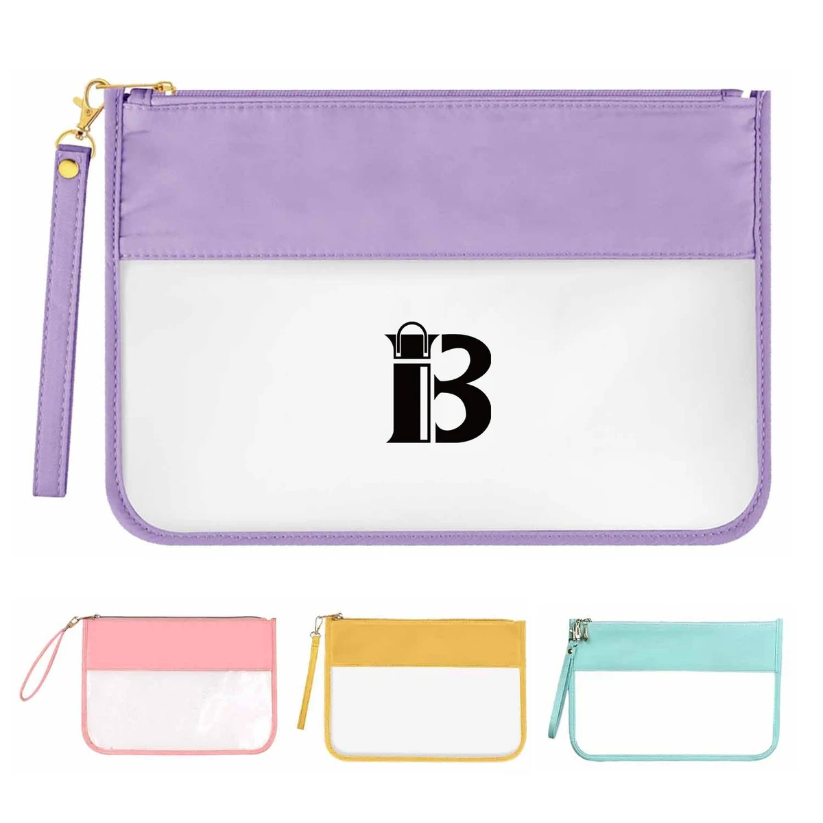 Travel Clear PVC Flat Zipper Pouch Nylon Makeup Bags 1