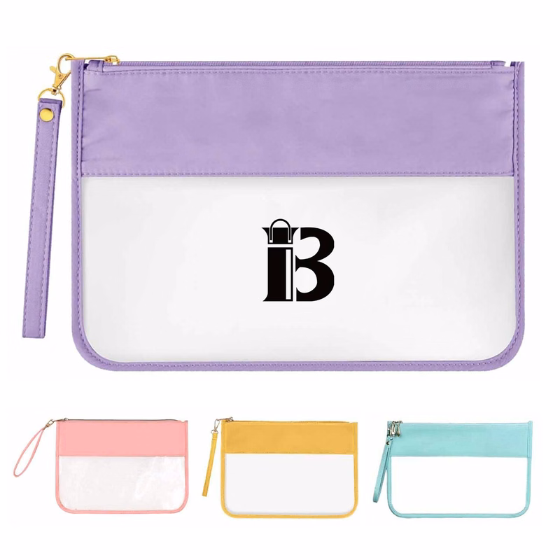Travel Clear PVC Flat Zipper Pouch Nylon Makeup Bags