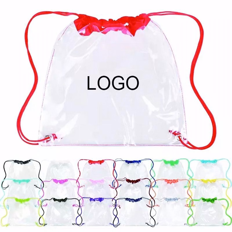 Clear PVC Drawstring Backpack W/ Grommets (12" W x 12" H)