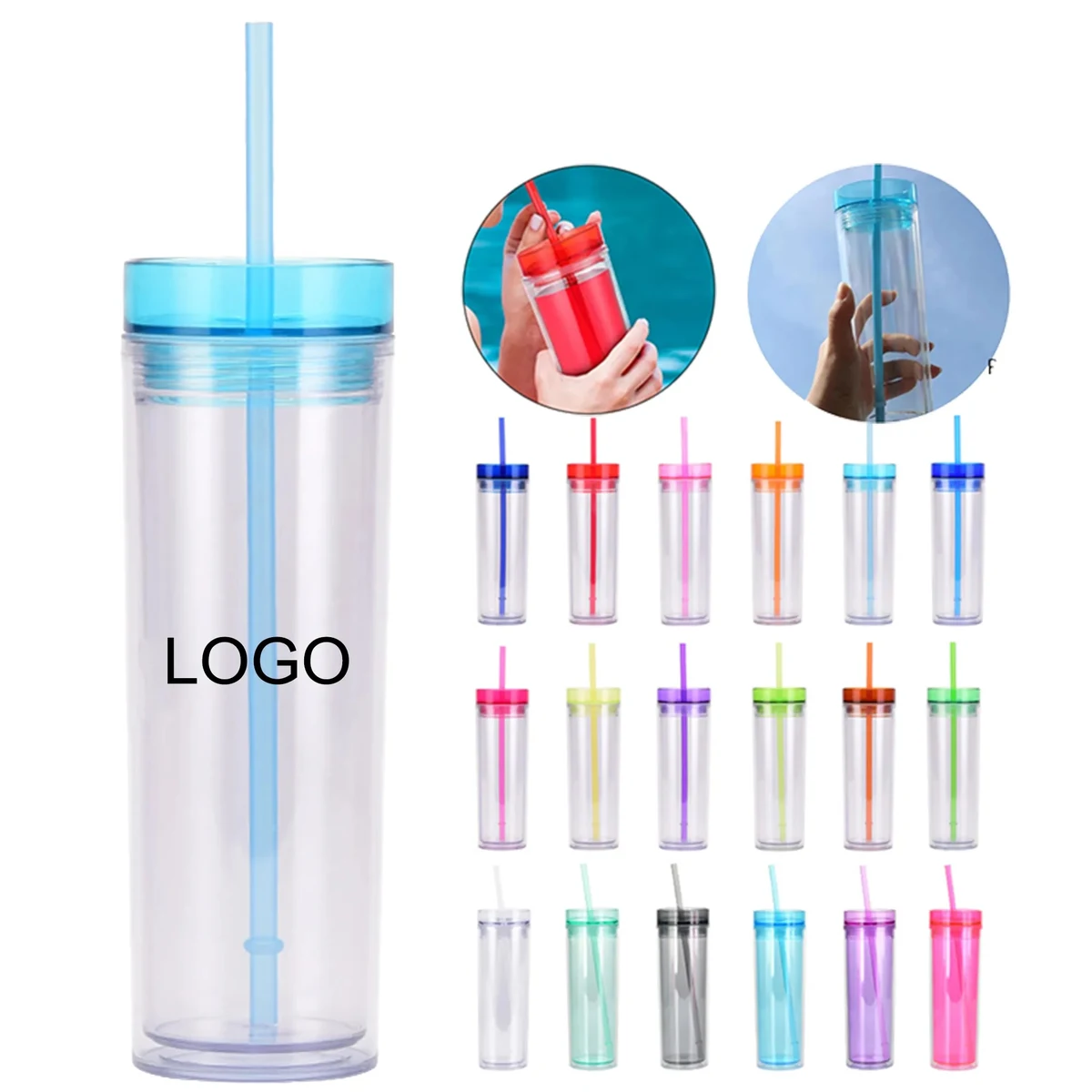 Skinny Double-Wall Tumbler with Straw 1