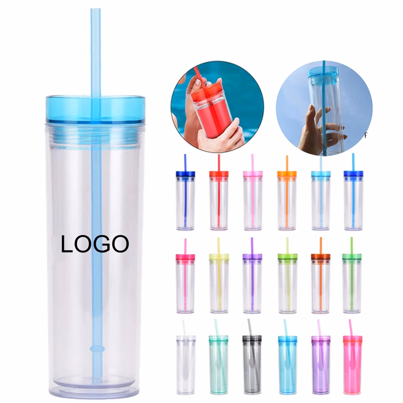 Skinny Double-Wall Tumbler with Straw