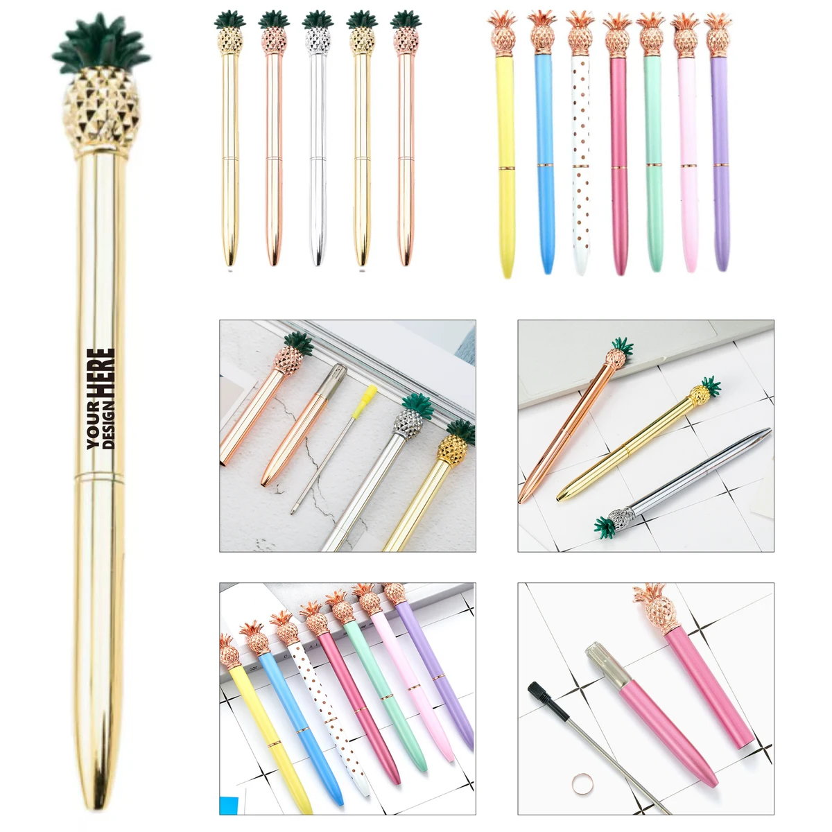 Metal Pineapple Themed Ballpoint Pen 1