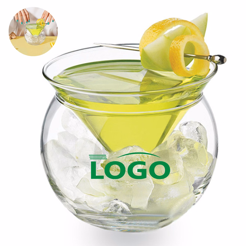 7 Oz Glass Martini Cocktail Cup with Ice Base