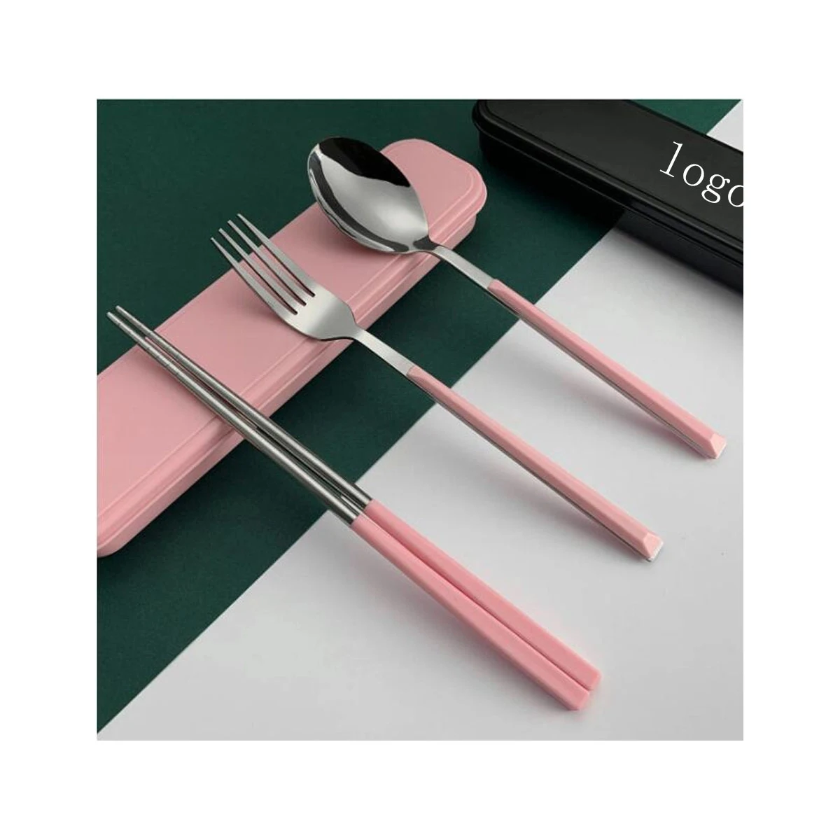Soup Spoon, chopsticks, Cold Meat Fork, 3-Piece Portable 1