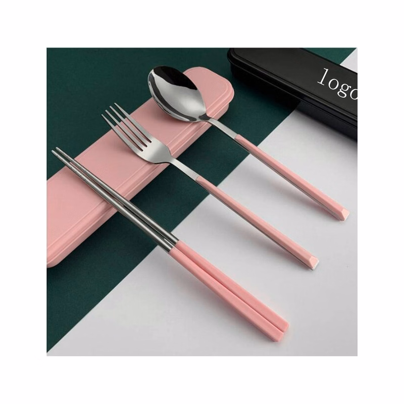Soup Spoon, chopsticks, Cold Meat Fork, 3-Piece Portable