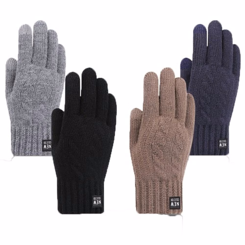 Adult Chunky Cable Knit Gloves with Sensitive Touch, Faux Fur Lining, and Custom Logo