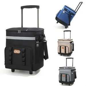 Insulated Cooler Bag with Trolley and Strap 1
