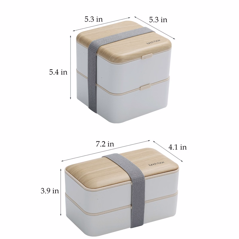 PP Japanese Style 2 Layer Food Lunch Box W/ Utensils