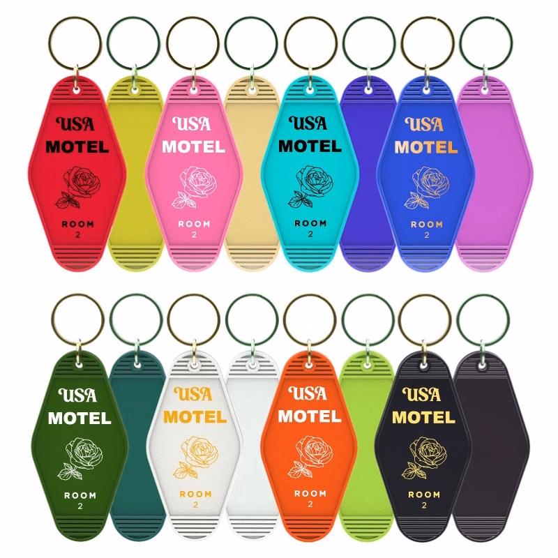 Plastic Acrylic Hotel Keychain Logo with Key Ring