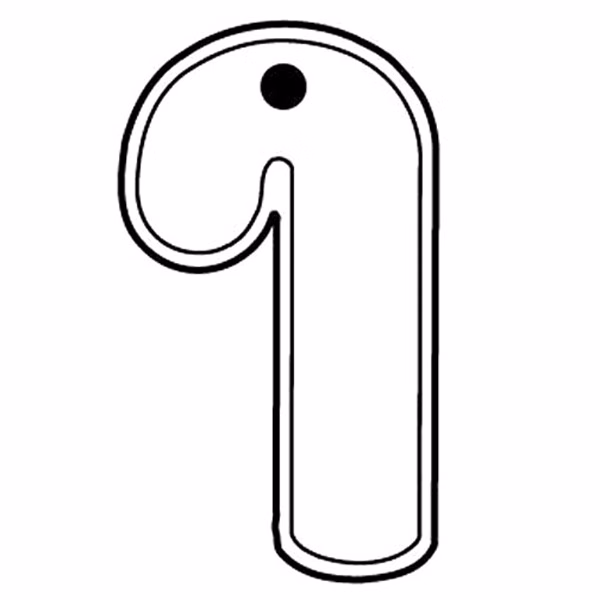 Candy Cane Outline Key Tag - Spot Color