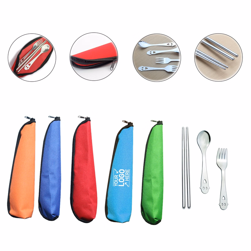 3 in 1 Stainless Steel Smiling Face Cutlery