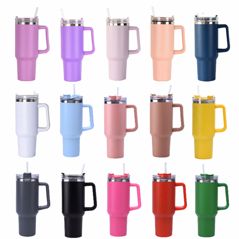 40 OZ Tumbler With Handle And Straw Lid