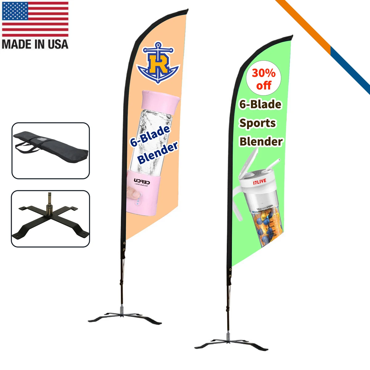 10' Zilpo Single-Sided Angle Flag 1