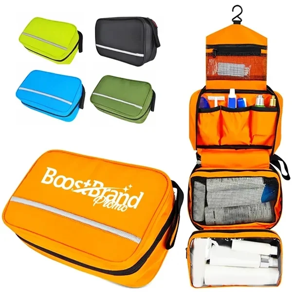 Custom Hanging Travel Toiletry Organizer with Multiple Compartments — Storage 1