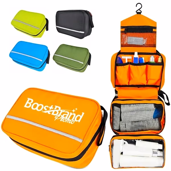 Custom Hanging Travel Toiletry Organizer with Multiple Compartments — Storage