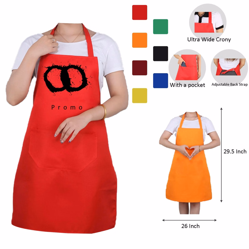 Polyester Double-pocket Uniform Bib Apron 29.5"L x 26"W