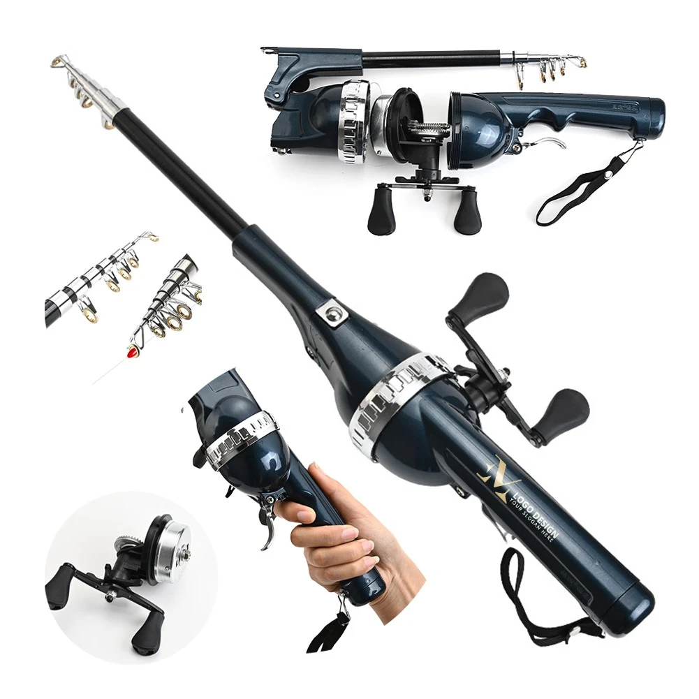 Pocket Folding Telescopic Handle Fishing Rod Built-in Reel 1