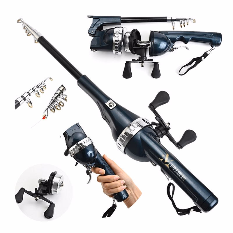 Pocket Folding Telescopic Handle Fishing Rod Built-in Reel