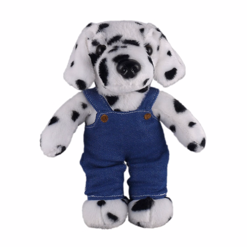 Soft Plush Stuffed Dalmatian in denim overall