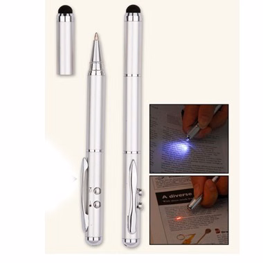 4 in 1 Executive Capacitive Stylus w/ Laser Pointer and LED Light
