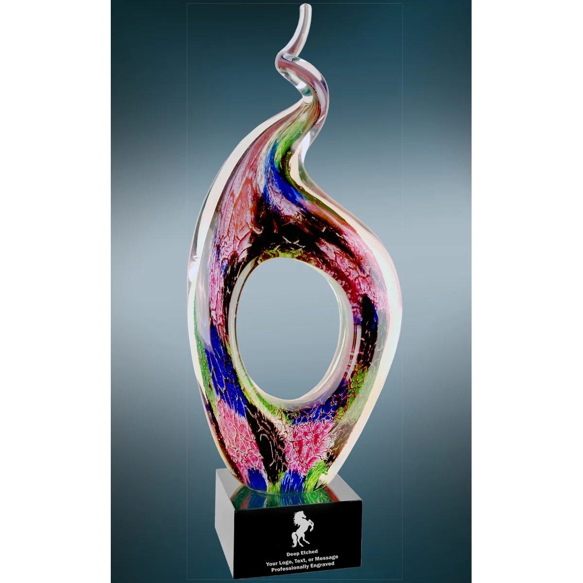 13 1/2" Twist Top Art Glass Award 1