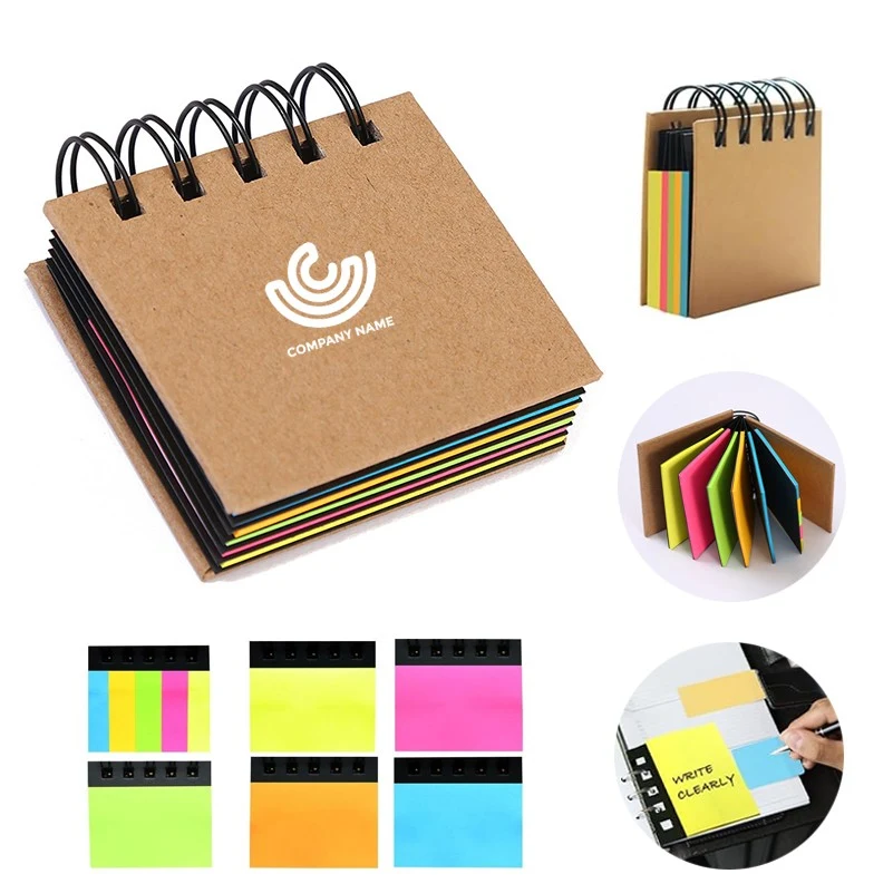 Spiral Kraft Cover Mini Notebook with Sticky Notes 1