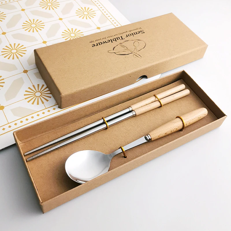 Stainless steel cutlery set/ Wood Solid Handle 1