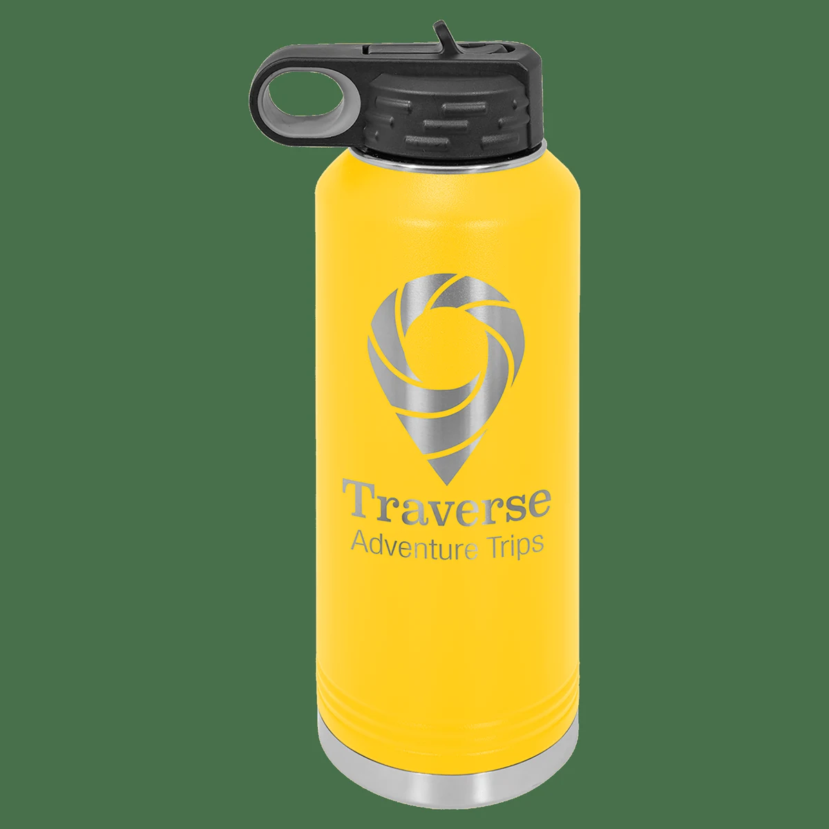 40 oz. Yellow Powder Coated Laser Engraved Polar Camel Water Bottles, custom water bottle with logo imprint 1