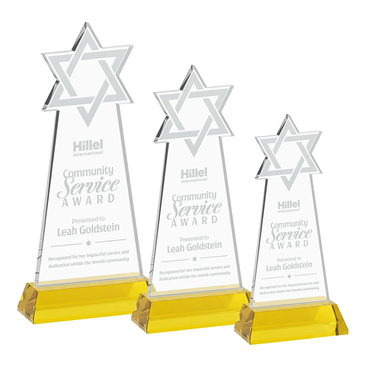 Star of David Award on Hartford Base - Gold 1