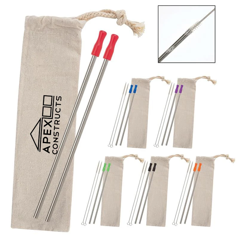 2-Pack Stainless Straw Kit with Cotton Pouch 1