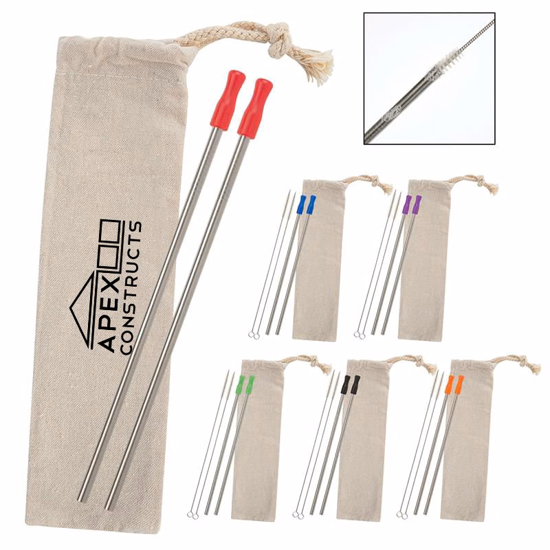 2-Pack Stainless Straw Kit with Cotton Pouch
