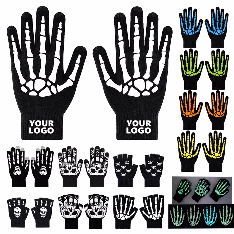 Glow Skeleton Pattern Halloween Gloves