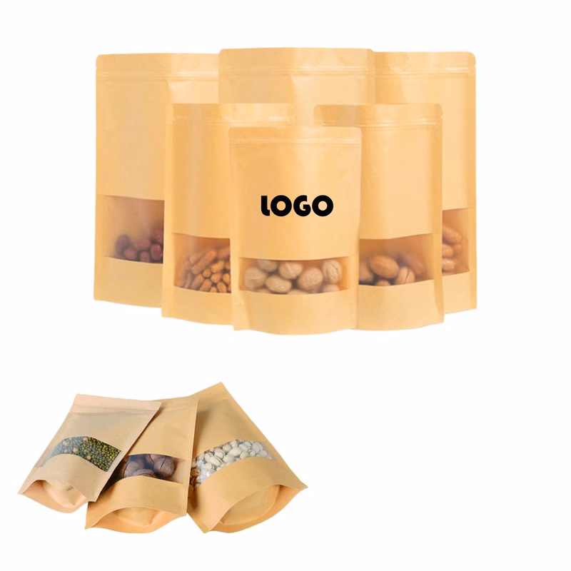 Kraft Paper With Clear Window Ziplock Bag