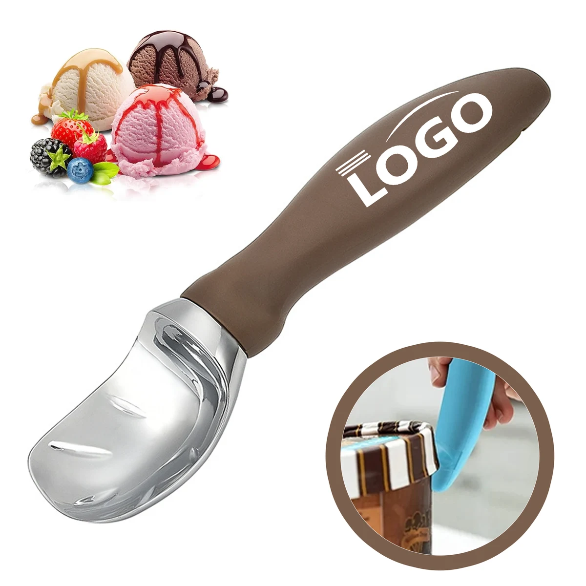 Custom Logo Dual-Purpose Ice Cream Scoop & Bottle Opener 1