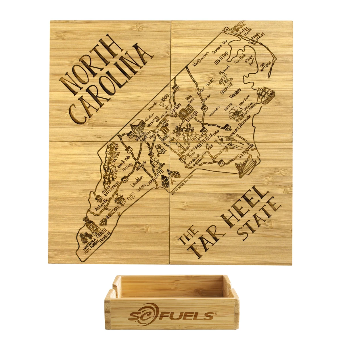 North Carolina Puzzle Coaster Set 1