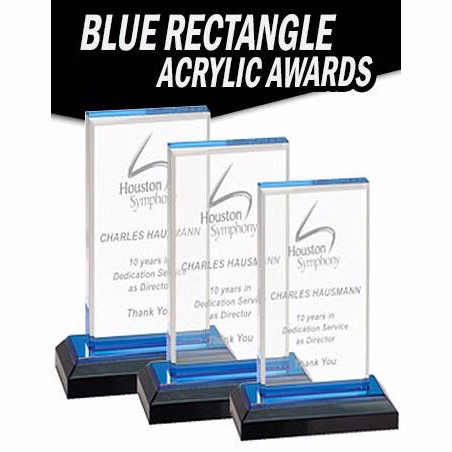 Acrylic: Beveled Rectangle 5x6", Blue/Black base