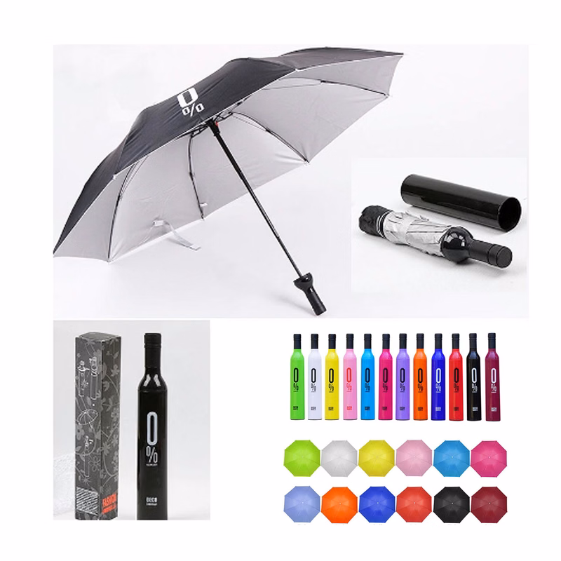 Creative Ultraviolet-proof Wine Bottle Shape Rainy Umbrella